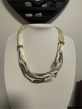 Cream Multi-Strand Necklace with Silver Accents